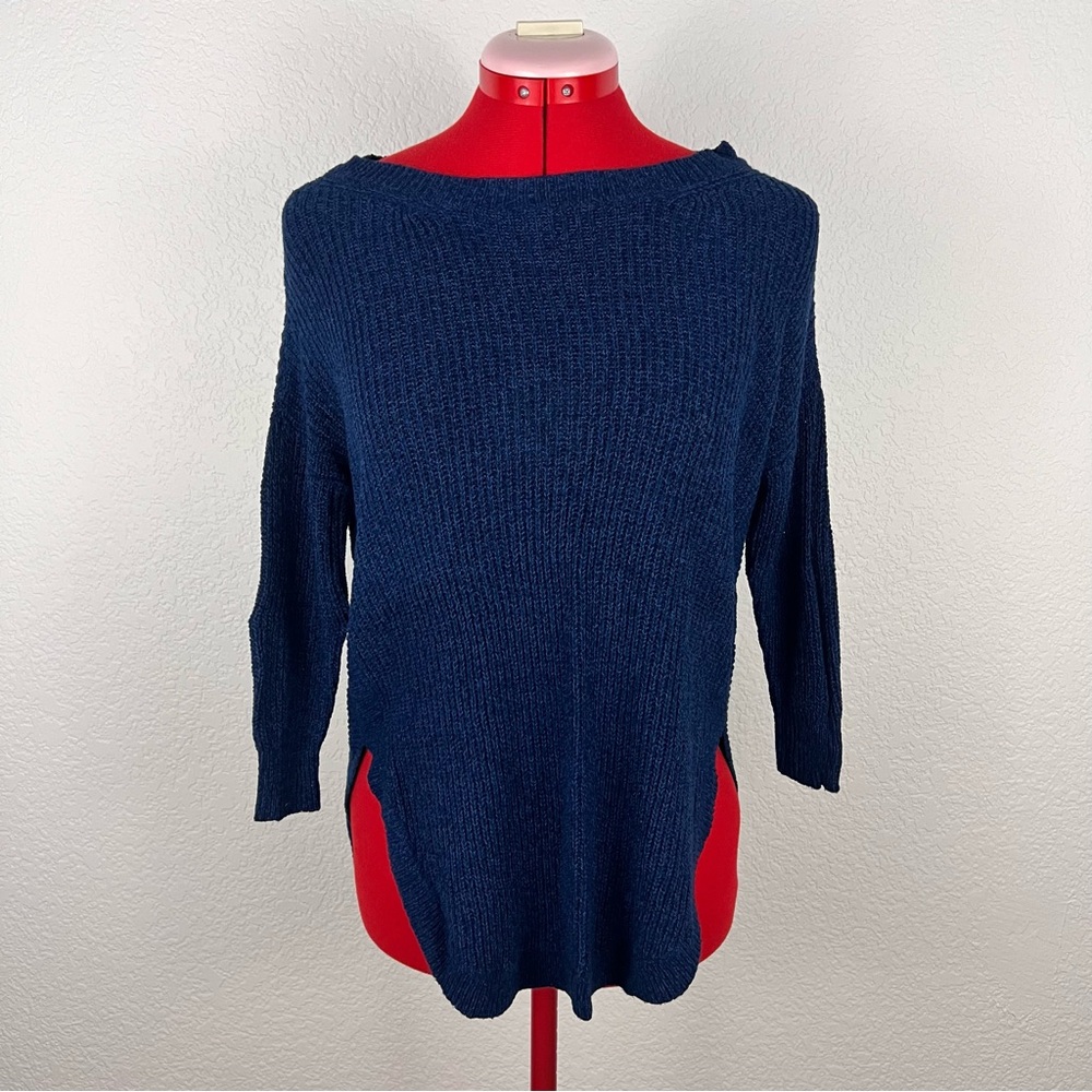 Express Blue Long Sleeve Sweater With Side Slits Size XS